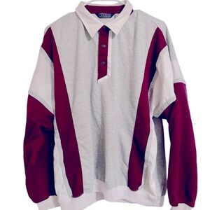 VTG Envoy Mens Sz XL Banded Waist & Sleeve‎ Long Sleeve Polo Shirt Striped
